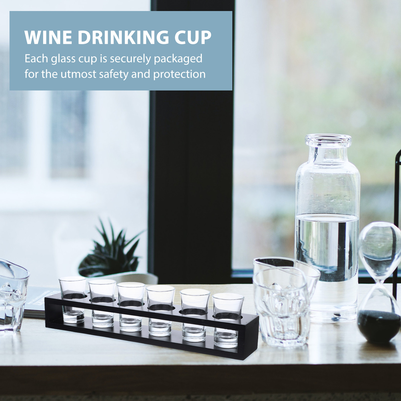 طقم أكواب نبيذ زجاجية مع حامل  - مراجعة Home Bar Set وسعره